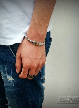 日韩风复刻飞鹰钛钢男士饰品手环