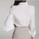Mùa hè 2019 mới áo sơ mi trắng nữ dài tay phiên bản Hàn Quốc của áo sơ mi nữ giảm béo mỏng màu áo sơ mi nữ - Áo sơ mi áo sơ mi cổ tròn Áo sơ mi