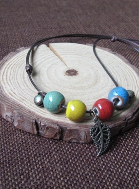 民族风云南陶瓷锁骨链