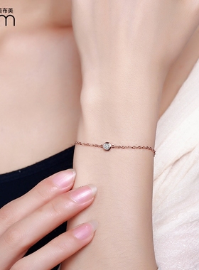 简约气质单钻手环18k仿锆石超细