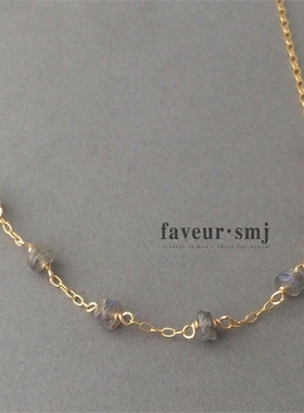 美国包金天然灰月光石不褪色项链