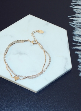 小众韩版爱心满钻微镶饰品手链