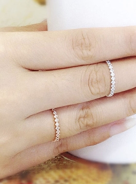 菱形满钻指环日韩风饰品尾戒