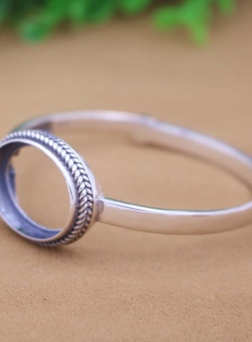 diy925银镶嵌琥珀蜜蜡活口手镯