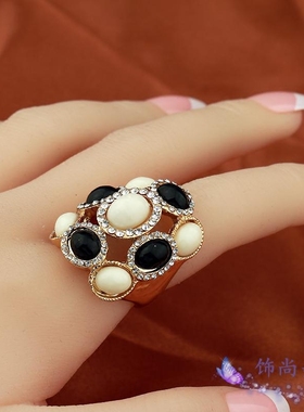 欧美水钻日韩风夸张戒指