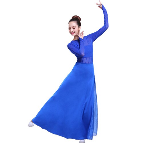 2026新款现代舞古典舞演出服民族群舞艺考表演练功服飘逸连衣裙女 - 图3