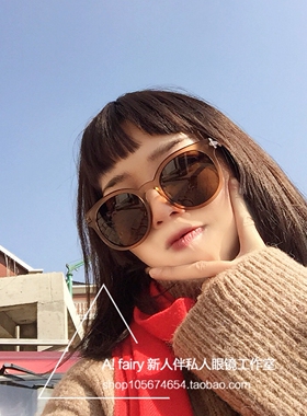 偏光防紫外线磨砂高级感墨镜圆框