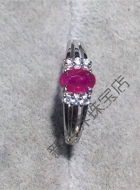 纯银玫瑰金指环红宝石尾戒日韩