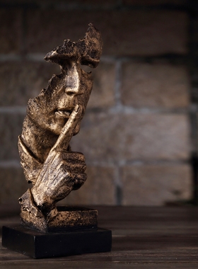 北欧风沉默是金摆件设人物雕塑