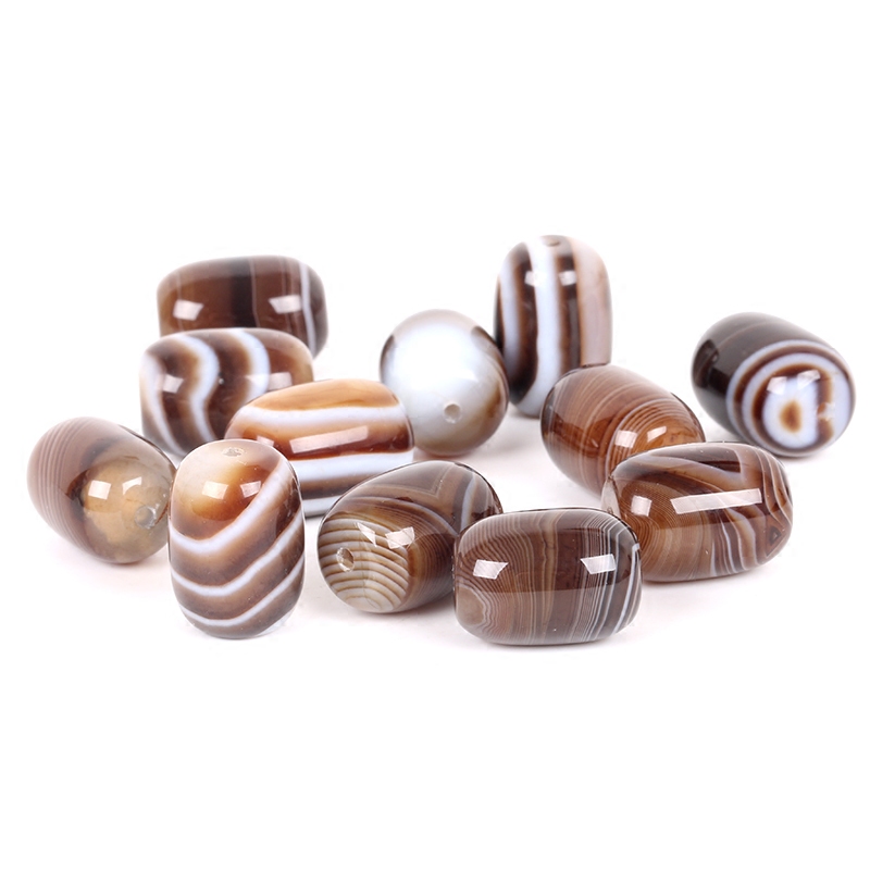 豫都咖啡条纹玛瑙桶珠缠丝玛瑙路路通隔珠手链项链佛珠腰珠顶珠 - 图3