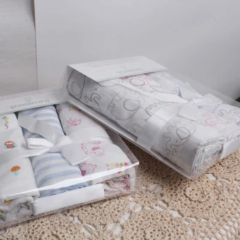 原 純棉新生兒紗布包被嬰兒抱毯 夏季蓋毯床單裹布 3件一盒特價