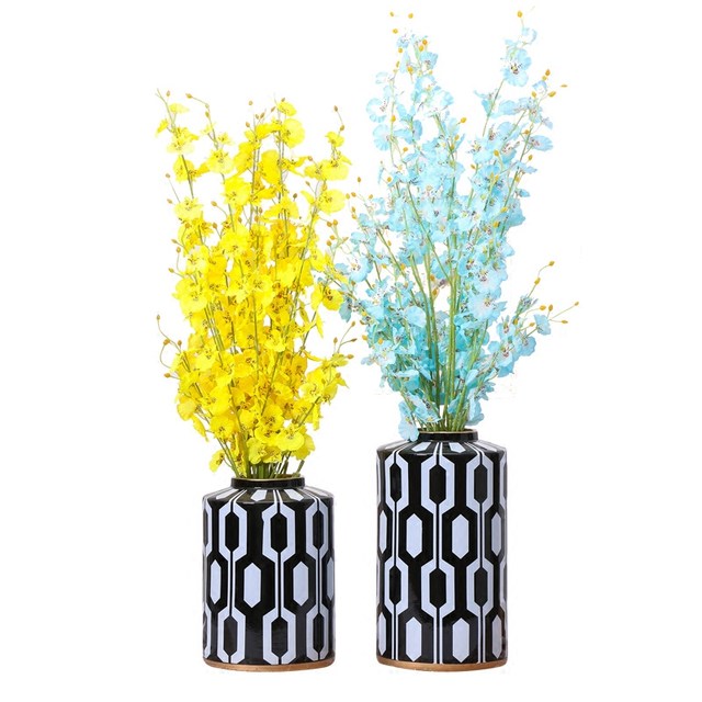 Geometric pattern ceramic vase decoration living room neoclassical