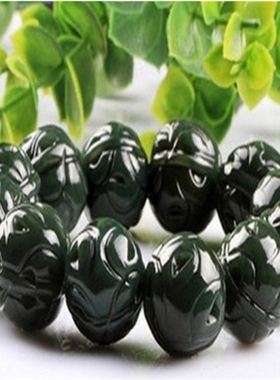 新疆和田玉手链青玉核桃手串玉石圆珠玉珠链新款手珠