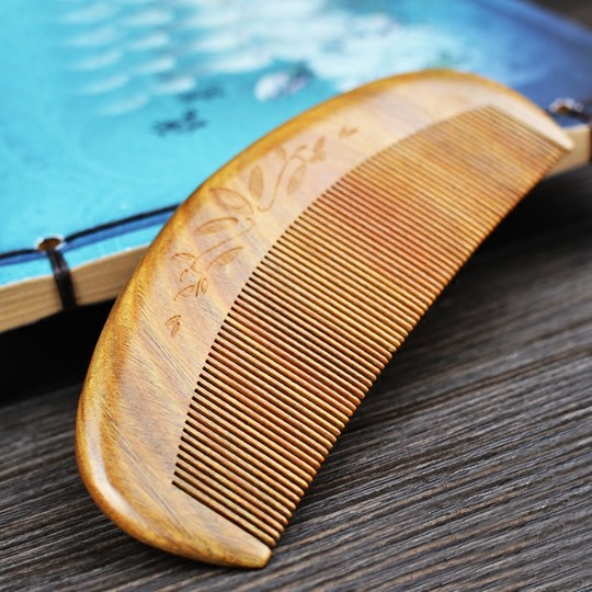 绿檀木梳子篦子超密齿梳篦男女可爱儿童梳去头屑细密齿檀香木梳子