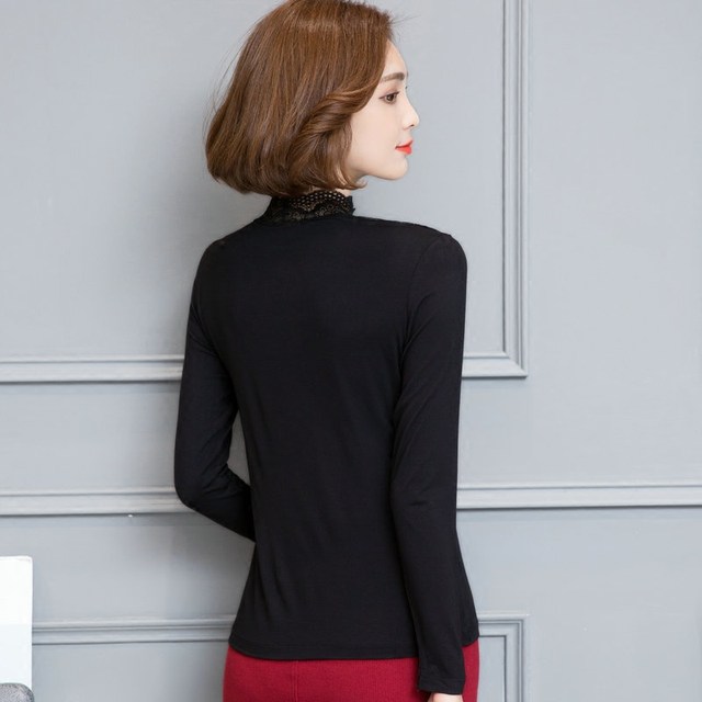Versatile slim fit stand collar modal long sleeve shirt shirt