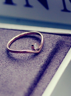 裸钻细戒指个性女生时尚潮流玫瑰