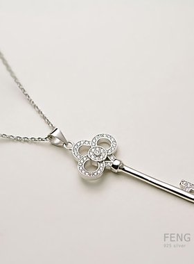 钥匙项链925纯银女刻字短款饰品