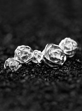 沙漠玫瑰925纯银铂金戒指原创