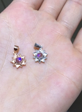 纯银代镶月光石可定制吊坠空托