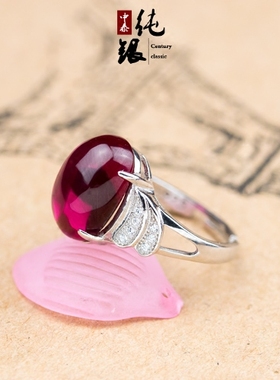 纯银开口做旧仿古镶嵌戒指托包邮