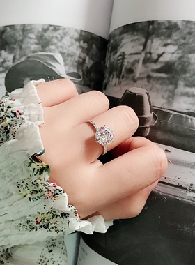 s925纯银锆石戒指女克拉超闪六爪