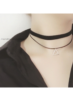 项链三角形女天鹅绒原宿chocker