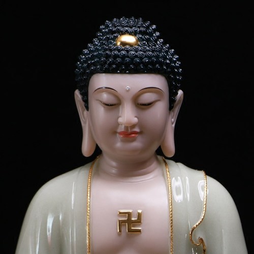 汉白玉释迦牟尼佛像家用供奉如来佛祖像阿弥陀佛药师佛三宝佛摆件 - 图3
