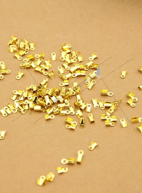 DIY饰品材料配件银色金色夹扣 羽毛夹片皮绳夹扣包线夹片3mm50只