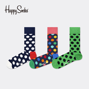 HappySocks彩色波点袜子女春夏ins潮网红款外穿百搭棉潮牌中筒袜