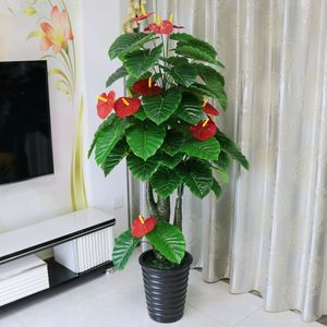 假树红掌仿真花假花盆栽落地大绿植客厅室内花装饰仿真植物塑料花