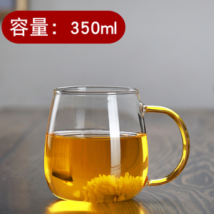 高硼硅耐热玻璃水杯蘑菇杯咖啡杯大号泡茶杯家用水杯办公杯可加热