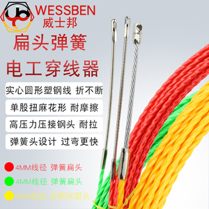 WESSBEN弹簧扁孔扭线穿线器电工电线网线暗装穿管拉线器拉引线器