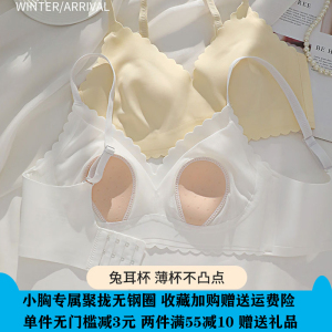 夏季水晶杯超薄款无痕乳胶内衣女无钢圈大胸显小兔耳朵收副乳文胸