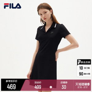 FILA 斐乐女子连衣裙百搭POLO领翻领收腰运动显瘦女士长裙连身裙