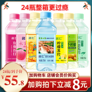 名仁苏打水375ml*24瓶整箱无糖无气弱碱性苏打水饮料饮用矿泉整箱