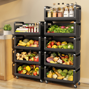 厨房蔬菜置物架落地多层果蔬多功能家用菜篮子储物收纳筐放菜架子
