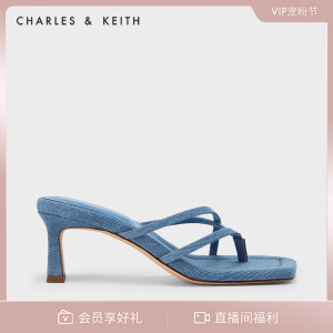 CHARLES＆KEITH22夏新款CK1-60361417女士交叉带方头夹趾高跟凉鞋