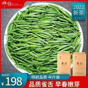 祁雅2022新茶雀舌特级明前毛尖绿茶茶叶春茶散装竹叶浓香罐装250g