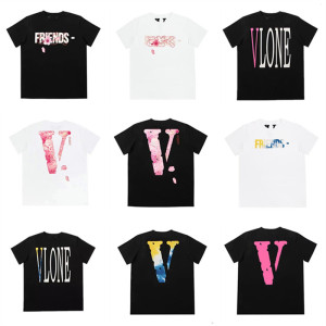 VLONE Sakura大V樱花粉色LOGO短袖T恤 男女情侣休闲宽松同款美潮