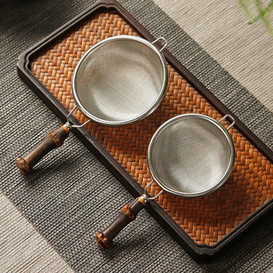 日式紫竹鞭把茶滤 不锈钢茶漏创意茶滤架 茶叶过滤器公道杯竹茶具