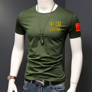 中国特种兵服装t恤男衣服短袖半袖军迷迷彩修身爱国夏季圆领刺绣