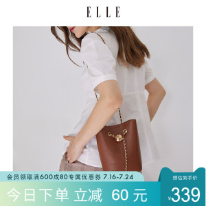 【七夕限定】ELLE女包2022新款菜篮子迷你水桶包小金球链条小包包