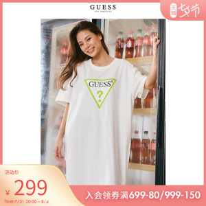 【限时折扣】GUESS新款女士倒三角LOGOT恤宽松连衣裙Q1FK23K2Q43