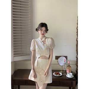 范智乔 新中式改良版旗袍夏季新款设计感小众开叉显瘦气质连衣裙