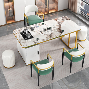 阳台茶桌椅组合办公一体岩板茶台桌现代美容院功夫茶桌家用小茶台