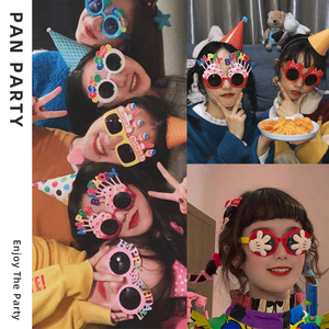 PanParty生日搞怪自拍照眼镜装饰ins网红个性可爱道具派对装扮