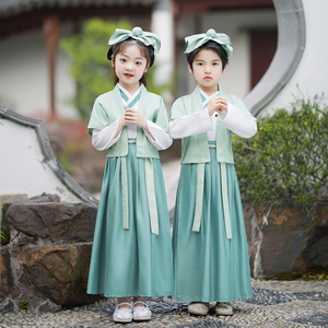 汉服男女童国学服儿童古装小学生书童开学礼表演三字经六一演出服