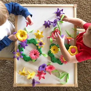 创意美国DIY艺术插花玩具儿童益智拼插仿真花朵摆台女孩手工装饰