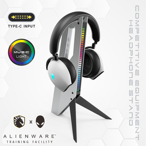 ALIENWARE外星人耳机支架RGB发光灯效跟随音乐跳动头戴式耳麦挂架