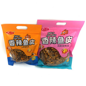 天财食品香辣鱼皮海鱼皮即食鱼皮零食小吃佐餐250g500g袋小鱼干